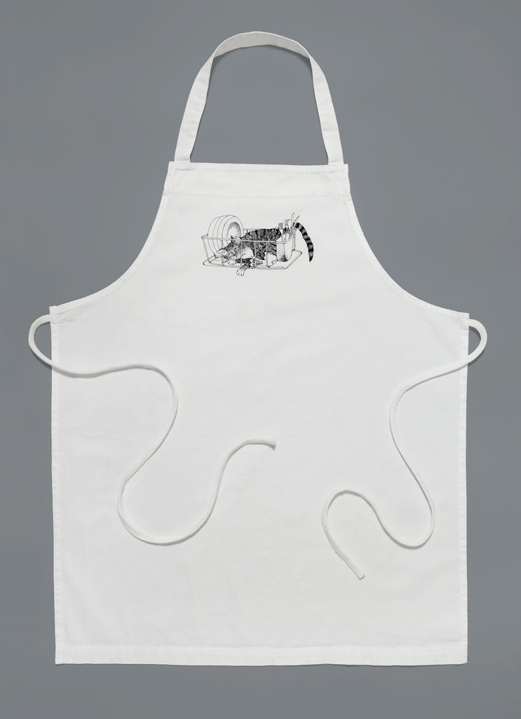 Dishrack cat white apron